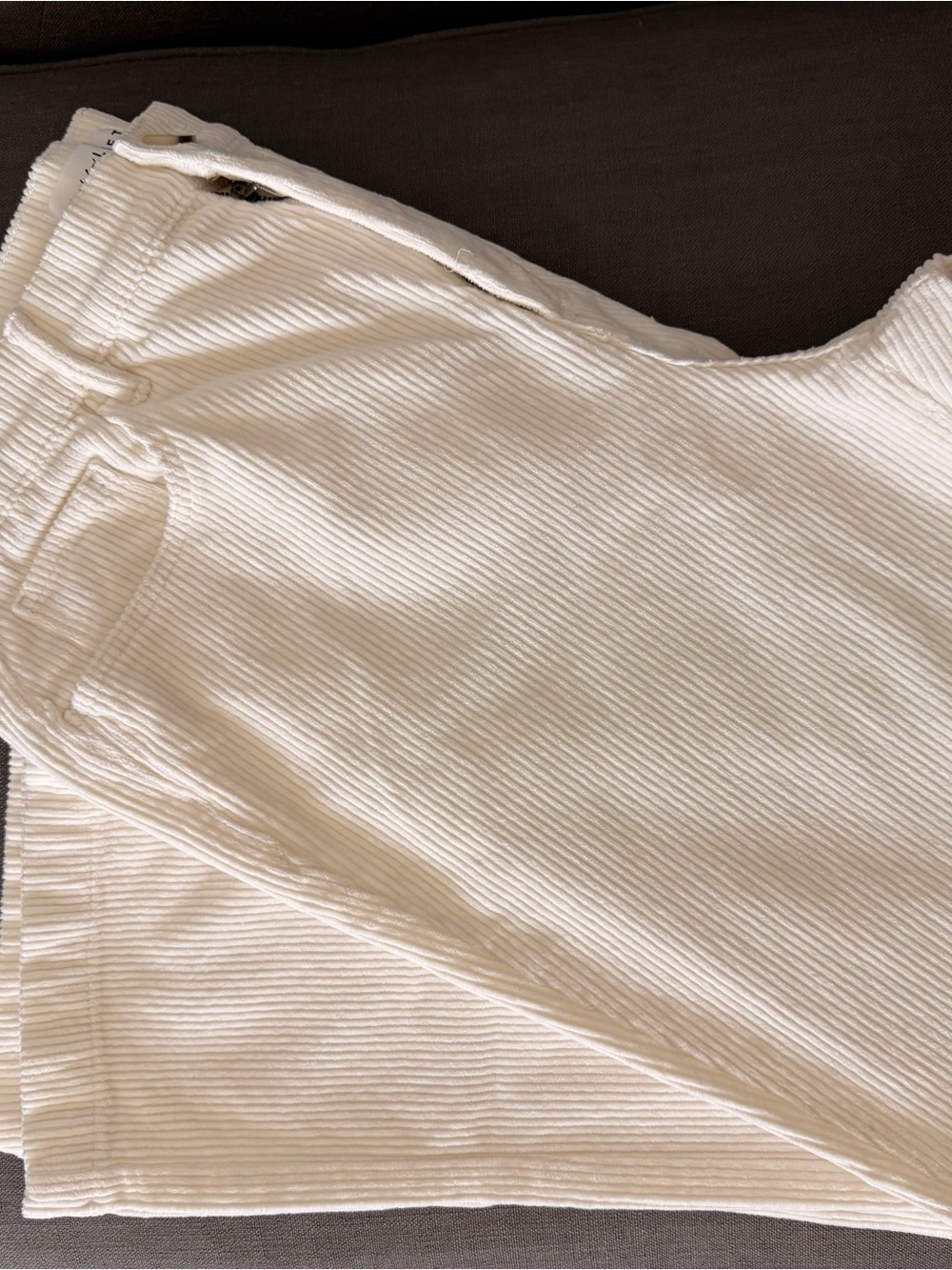 LOFT Cream Wide-Leg Corduroy Pants